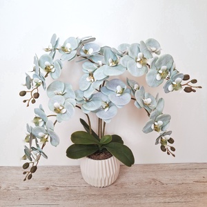 Orchidea dekoráció kerámia kaspóban-menta III. - otthon & életmód - virágdekoráció - virágdíszek - virágdísz kaspóban - Meska.hu