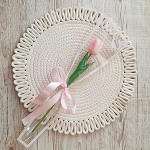 Szálas,ilattos habgumi tulipán celofán csomagolásban-rózsaszín - otthon & életmód - virágdekoráció - virágok - szálas virág - Meska.hu