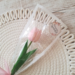 Szálas,ilattos habgumi tulipán celofán csomagolásban-rózsaszín - otthon & életmód - virágdekoráció - virágok - szálas virág - Meska.hu