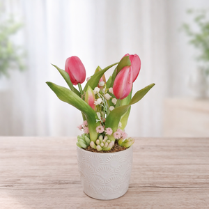 Élethű tulipánok kerámia kaspóban-pink II. - Meska.hu