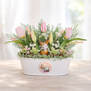 Tavaszi őzikés dísz kerámia kaspóban III. - Meska.hu