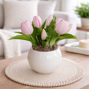 Tulipánok kerámia gömb kaspóban-rózsaszín - Meska.hu