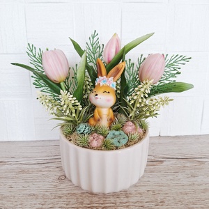 Tavaszi  dísz bájos nyuszival - otthon & életmód - dekoráció - asztal és polc dekoráció - asztaldísz - Meska.hu