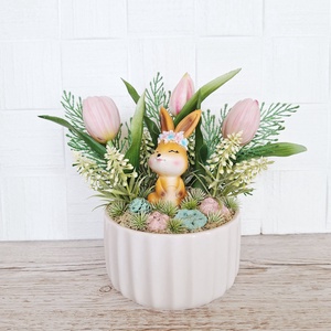 Tavaszi  dísz bájos nyuszival - otthon & életmód - dekoráció - asztal és polc dekoráció - asztaldísz - Meska.hu