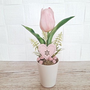 Élethű tulipán kerámia kaspóban-rózsaszín - otthon & életmód - virágdekoráció - virágdíszek - virágdísz kaspóban - Meska.hu