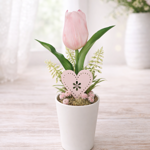 Élethű tulipán kerámia kaspóban-rózsaszín - Meska.hu