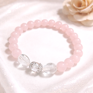 Csodás hegyikristály és rózsakvarc ásvány karkötő - Meska.hu