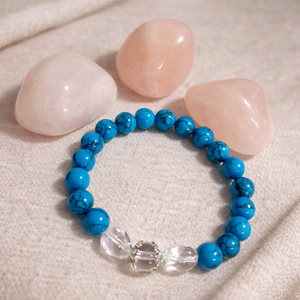 Hegyikristály és reko türkiz ásvány karkötő, Ékszer, Karkötő, Gyöngyös karkötő, , MESKA