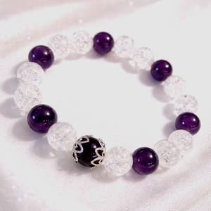 Ametiszt és hegyikristály ásvány karkötő, Ékszer, Karkötő, Gyöngyös karkötő, Ékszerkészítés, MESKA