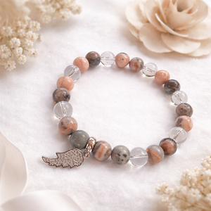 Hegyikristály és zebrajáspis ásvány karkötő, Ékszer, Karkötő, Gyöngyös karkötő, , MESKA