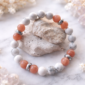 Howlit- Holdkő ásvány karkötő, Ékszer, Karkötő, Gyöngyös karkötő, Ékszerkészítés, MESKA