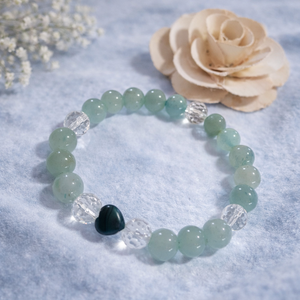 Aventurin és hegyikristály ásvány karkötő, Ékszer, Karkötő, Gyöngyös karkötő, Ékszerkészítés, MESKA