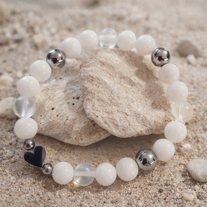 Tejkvarc és hematit ásvány karkötő, Ékszer, Karkötő, Gyöngyös karkötő, Ékszerkészítés, MESKA