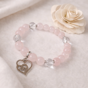 Rózsakvarc-hegyikristály ásvány karkötő - Meska.hu