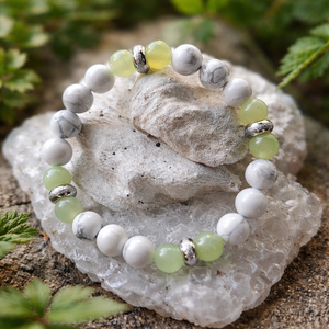 Howlit-Jáde ásvány karkötő, Ékszer, Karkötő, Gyöngyös karkötő, Ékszerkészítés, MESKA