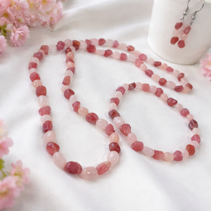 Turmalin és rózsakvarc ékszerszett - Meska.hu