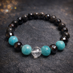 Csodaszép larvikit,amazonit és hematit ásvány karkötő, Ékszer, Karkötő, Gyöngyös karkötő, Ékszerkészítés, MESKA