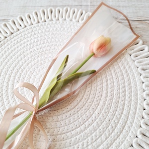 Szálas habgumi tulipán celofán csomagolásban-barack II. - otthon & életmód - virágdekoráció - virágok - szálas virág - Meska.hu