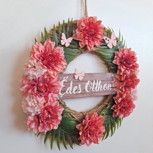 Virágos ajtó- és fali dekoráció - otthon & életmód - dekoráció - ajtó- és ablak dekoráció - ajtódísz & kopogtató - Meska.hu