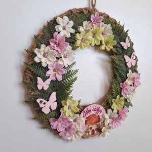 Tavaszi virágos ajtó- és fali dekoráció - otthon & életmód - dekoráció - ajtó- és ablak dekoráció - ajtódísz & kopogtató - Meska.hu