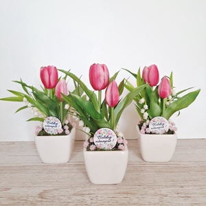 Nőnapi tulipánok kerámia kaspóban - otthon & életmód - virágdekoráció - virágdíszek - virágdísz kaspóban - Meska.hu