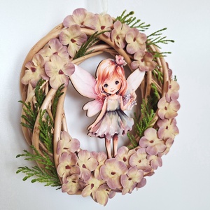 Tündéres ajtódísz hortenziával - otthon & életmód - dekoráció - ajtó- és ablak dekoráció - ajtódísz & kopogtató - Meska.hu