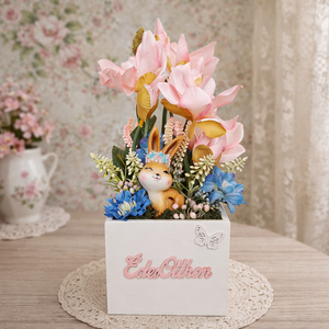 Tavaszi  dísz bájos nyuszival II., Otthon & Életmód, Dekoráció, Asztal és polc dekoráció, Asztaldísz, Virágkötés, MESKA