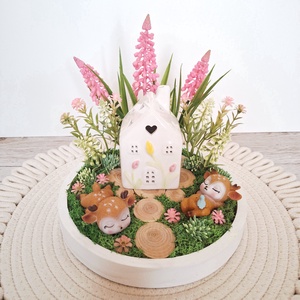 Tavaszi  dísz bájos őzikékkel - otthon & életmód - dekoráció - asztal és polc dekoráció - asztaldísz - Meska.hu