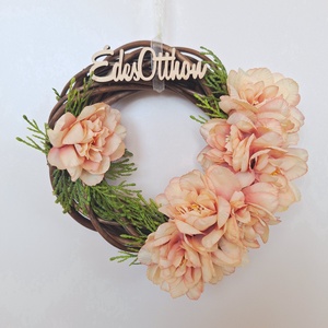 Kopogtató selyemvirágokkal  - otthon & életmód - dekoráció - ajtó- és ablak dekoráció - ajtódísz & kopogtató - Meska.hu