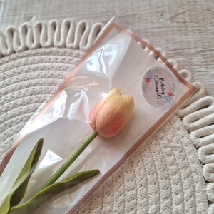 Szálas habgumi tulipán celofán csomagolásban-barack - otthon & életmód - virágdekoráció - virágok - szálas virág - Meska.hu