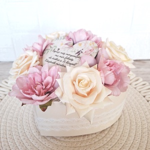 Szülőköszöntő virágbox selyemvirágokkal II. - esküvő - emlék & ajándék - köszönőajándék - Meska.hu