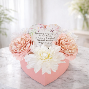 Szülőköszöntő virágbox selyemvirágokkal II., Esküvő, Emlék & Ajándék, Köszönőajándék, Virágkötés, MESKA