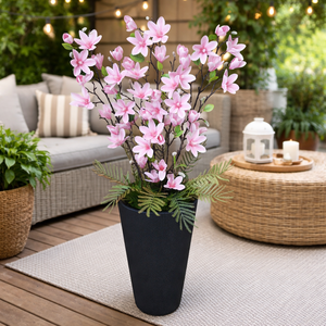 Magnólia dekoráció magas kaspóban - otthon & életmód - virágdekoráció - virágdíszek - virágdísz kaspóban - Meska.hu