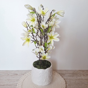 Sokvirágú magnólia kerámia kaspóban - otthon & életmód - virágdekoráció - virágdíszek - virágdísz kaspóban - Meska.hu