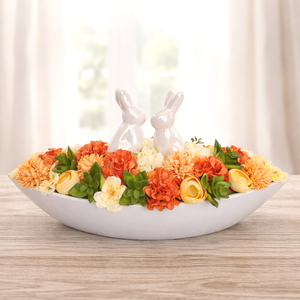   Húsveti asztaldísz kerámia nyuszikkal, Ünnepi díszek, dekorációk, Húsvéti díszek és dekorációk, Húsvéti virágos díszek, Virágkötés, MESKA