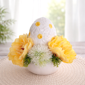   Húsveti asztaldísz kerámia tojással, Ünnepi díszek, dekorációk, Húsvéti díszek és dekorációk, Húsvéti virágos díszek, Virágkötés, MESKA
