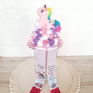 Ovis ballagási csokor plüss unikornissal I. - otthon & életmód - virágdekoráció - virágok - virágcsokor - Meska.hu