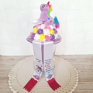 Ovis ballagási csokor plüss unikornissal II. - otthon & életmód - virágdekoráció - virágok - virágcsokor - Meska.hu