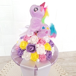 Ovis ballagási csokor plüss unikornissal II. - otthon & életmód - virágdekoráció - virágok - virágcsokor - Meska.hu