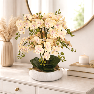 Sok virágos orchidea dekoráció kerámia tálban - Meska.hu