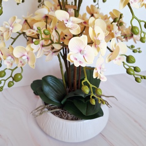 Sok virágos orchidea dekoráció kerámia tálban - otthon & életmód - virágdekoráció - virágdíszek - virágdísz kaspóban - Meska.hu