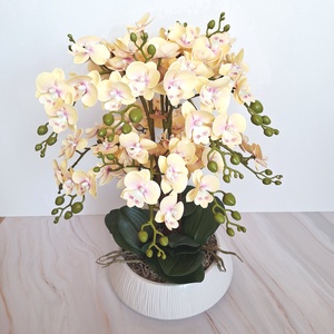 Sok virágos orchidea dekoráció kerámia tálban - otthon & életmód - virágdekoráció - virágdíszek - virágdísz kaspóban - Meska.hu