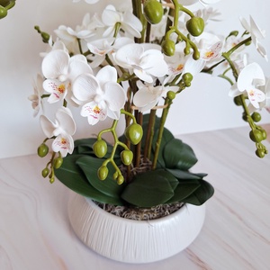 Sok virágos orchidea dekoráció kerámia tálban III. - otthon & életmód - virágdekoráció - virágdíszek - virágdísz kaspóban - Meska.hu