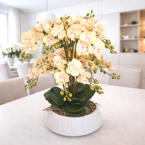 Sok virágos orchidea dekoráció kerámia tálban - Meska.hu