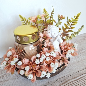 Angyalkás kegyeleti dísz mécsessel - otthon & életmód - vallás - temetkezési tárgy - sírdísz, kegyeleti dísz - Meska.hu