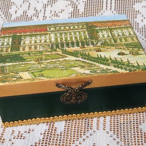 Schönbrunn díszdoboz, teafilter tartó doboz, teás doboz, Otthon & Életmód, Konyhafelszerelés, tálalás, Konyhai tárolás, Tea & Kávé tárolás, Decoupage, transzfer és szalvétatechnika, MESKA