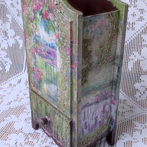 Fiókos tároló szekrényke provanszi stílusban, írószertartó, Otthon & Életmód, Tárolás & Rendszerezés, Íróasztali tároló, Decoupage, transzfer és szalvétatechnika, Papírművészet, MESKA