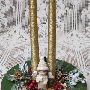 Adventi / karácsonyi asztaldísz angyalkával - karácsony - adventi díszek - adventi asztaldísz - Meska.hu