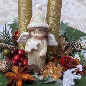Adventi / karácsonyi asztaldísz angyalkával - Meska.hu