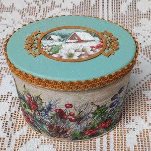 Ovális karácsonyi fémdoboz, kincsesdoboz - Meska.hu